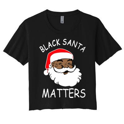 African American Santa Black Matters Christmas Pajama Family Women's Crop Top Tee