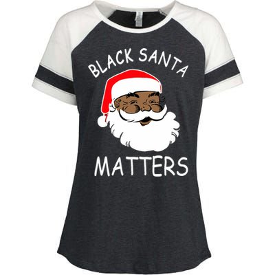 African American Santa Black Matters Christmas Pajama Family Enza Ladies Jersey Colorblock Tee