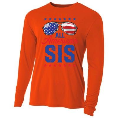 All American Sis 4th Of July Usa Sunglasses Family Matching Gift Cooling Performance Long Sleeve Crew