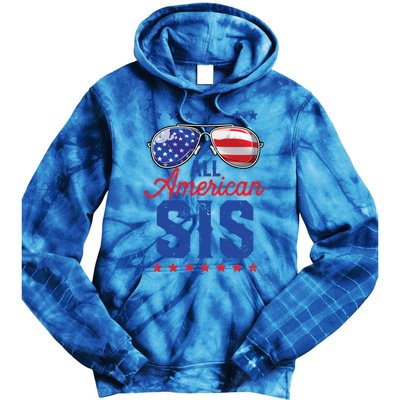 All American Sis 4th Of July Usa Sunglasses Family Matching Gift Tie Dye Hoodie