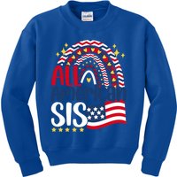 All American Sis 4th Of July Day Usa Flag For Sister Rainbow Great Gift Kids Sweatshirt