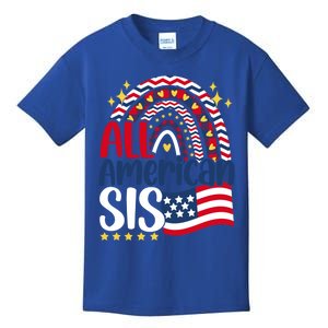 All American Sis 4th Of July Day Usa Flag For Sister Rainbow Great Gift Kids T-Shirt