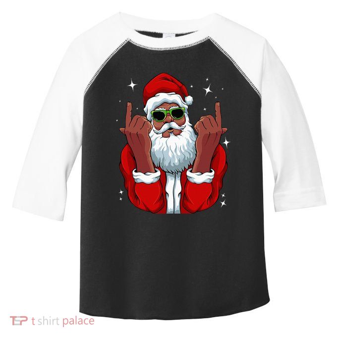 African American Santa Christmas Pajama Cool Black XMas Toddler Fine Jersey T-Shirt