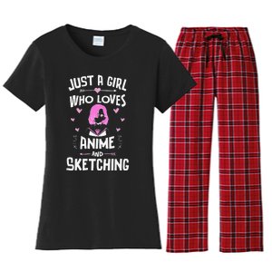 Anime And Sketching, Just A  Who Loves Anime  Women's Flannel Pajama Set