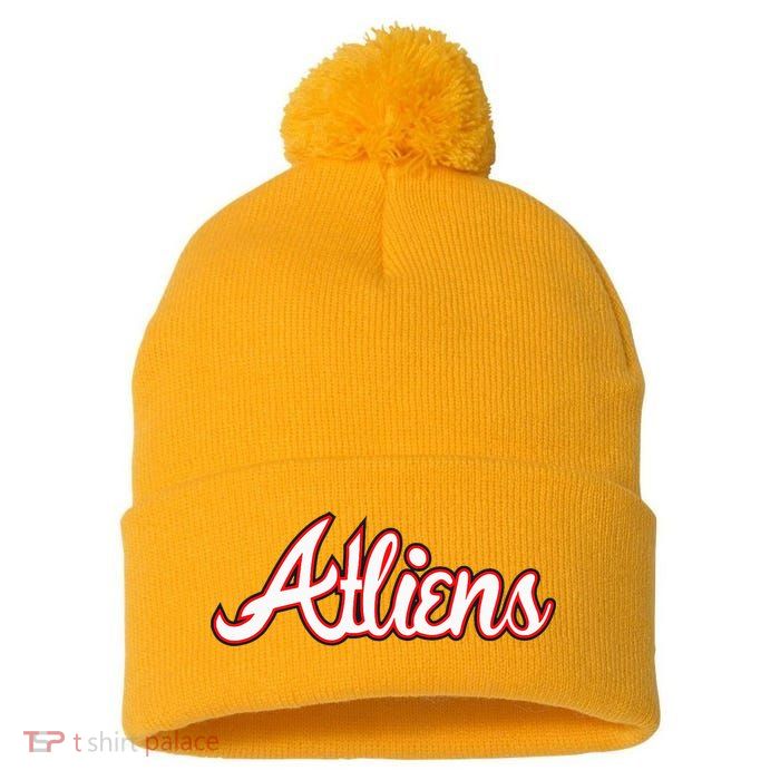 Atliens Atlanta Script Pom Pom 12in Knit Beanie