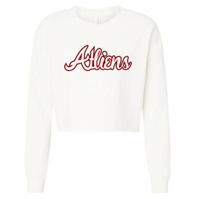 Atliens Atlanta Script Cropped Pullover Crew