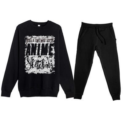 Anime And Sketching, Just A Girl Who Loves Anime Console Fan Premium Crewneck Sweatsuit Set