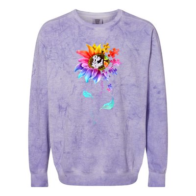 Autism Awareness Sunflower Be Kind Puzzle Mom Support K Gift Colorblast Crewneck Sweatshirt