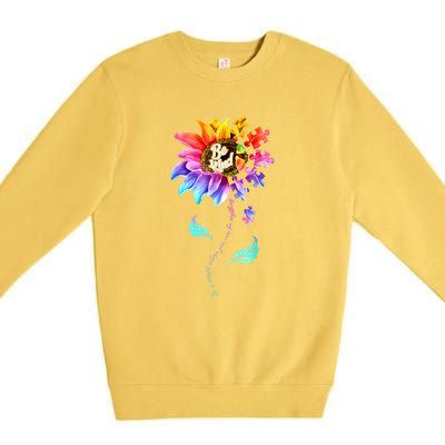 Autism Awareness Sunflower Be Kind Puzzle Mom Support K Gift Premium Crewneck Sweatshirt