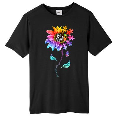 Autism Awareness Sunflower Be Kind Puzzle Mom Support K Gift Tall Fusion ChromaSoft Performance T-Shirt