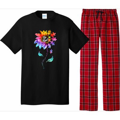 Autism Awareness Sunflower Be Kind Puzzle Mom Support K Gift Pajama Set