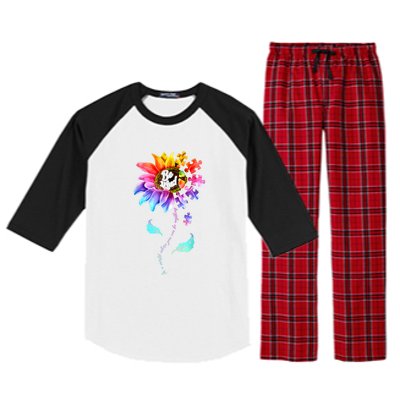 Autism Awareness Sunflower Be Kind Puzzle Mom Support K Gift Raglan Sleeve Pajama Set