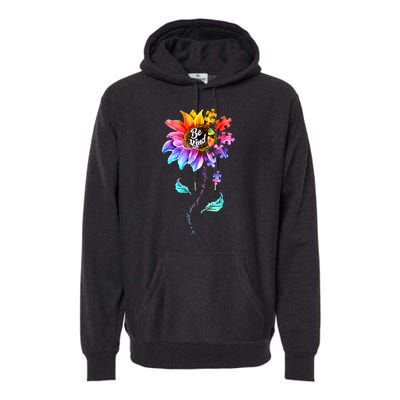 Autism Awareness Sunflower Be Kind Puzzle Mom Support K Gift Premium Hoodie