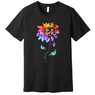 Autism Awareness Sunflower Be Kind Puzzle Mom Support K Gift Premium T-Shirt