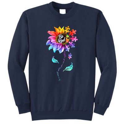 Autism Awareness Sunflower Be Kind Puzzle Mom Support K Gift Sweatshirt