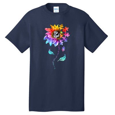 Autism Awareness Sunflower Be Kind Puzzle Mom Support K Gift Tall T-Shirt