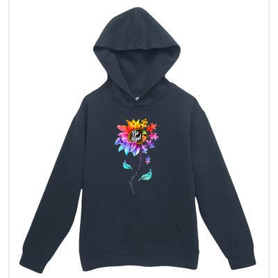 Autism Awareness Sunflower Be Kind Puzzle Mom Support K Gift Urban Pullover Hoodie