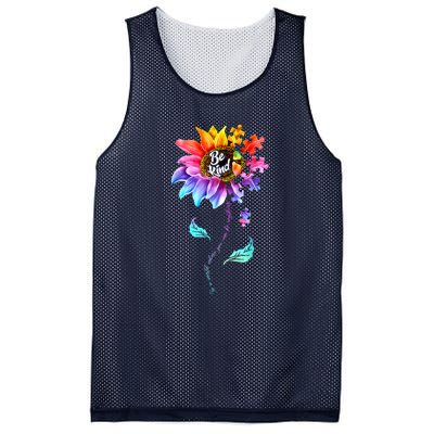 Autism Awareness Sunflower Be Kind Puzzle Mom Support K Gift Mesh Reversible Basketball Jersey Tank