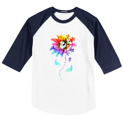 Autism Awareness Sunflower Be Kind Puzzle Mom Support K Gift Baseball Sleeve Shirt