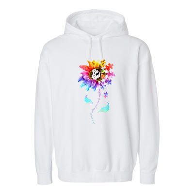 Autism Awareness Sunflower Be Kind Puzzle Mom Support K Gift Garment-Dyed Fleece Hoodie