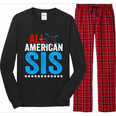 All American Sis Sister 4th Of July Usa Family Matching Gift Long Sleeve Pajama Set