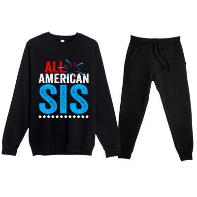 All American Sis Sister 4th Of July Usa Family Matching Gift Premium Crewneck Sweatsuit Set