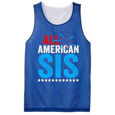 All American Sis Sister 4th Of July Usa Family Matching Gift Mesh Reversible Basketball Jersey Tank