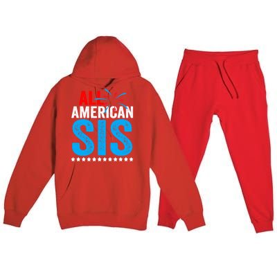 All American Sis Sister 4th Of July Usa Family Matching Gift Premium Hooded Sweatsuit Set