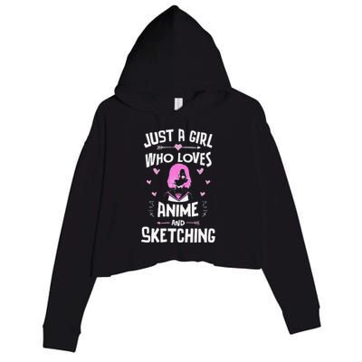 Anime And Sketching, Just A Girl Who Loves Anime Crop Fleece Hoodie