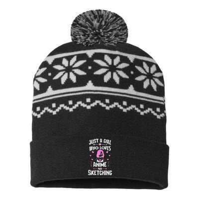 Anime And Sketching, Just A Girl Who Loves Anime USA-Made Snowflake Beanie