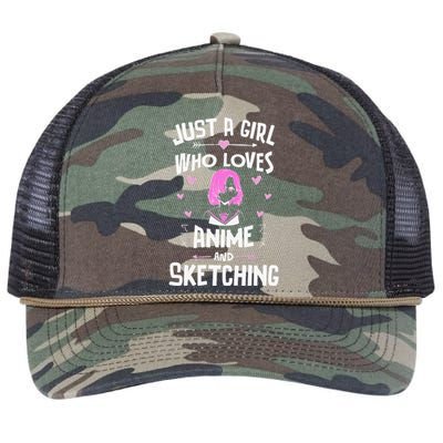 Anime And Sketching, Just A Girl Who Loves Anime Retro Rope Trucker Hat Cap