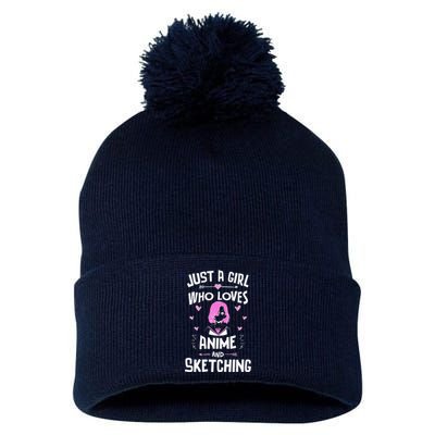 Anime And Sketching, Just A Girl Who Loves Anime Pom Pom 12in Knit Beanie