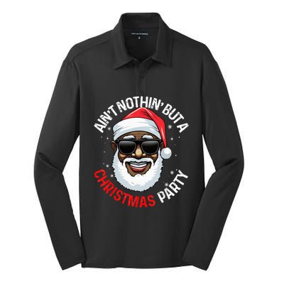 African American Santa Claus Christmas Pajama Silk Touch Performance Long Sleeve Polo