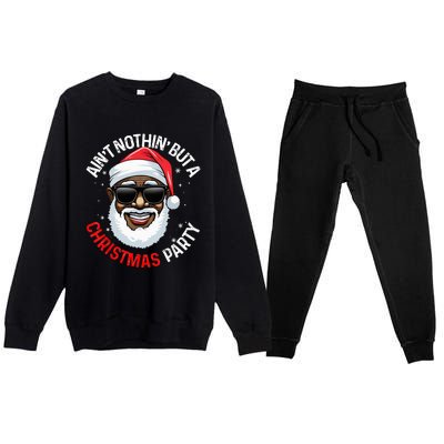 African American Santa Claus Christmas Pajama Premium Crewneck Sweatsuit Set