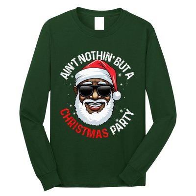 African American Santa Claus Christmas Pajama Long Sleeve Shirt