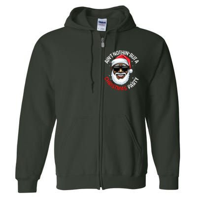 African American Santa Claus Christmas Pajama Full Zip Hoodie