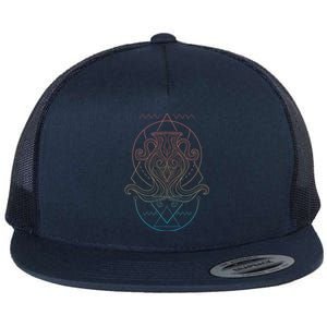 Aquarius Astrological Spiritual Zodiac Sign Cool Gift Flat Bill Trucker Hat