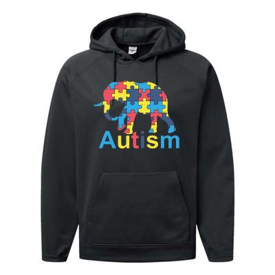 Autism Awareness Tees Elephant Puzzle Performance Fleece Hoodie