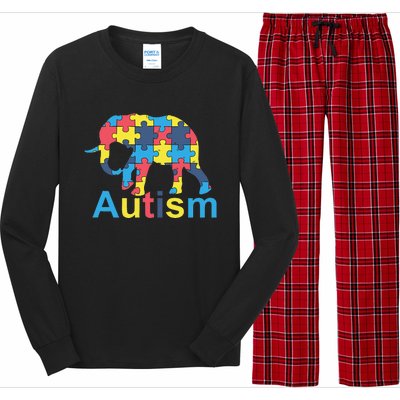 Autism Awareness Tees Elephant Puzzle Long Sleeve Pajama Set