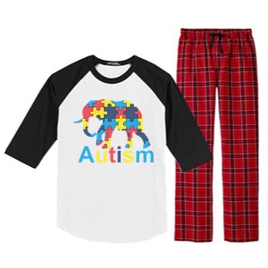 Autism Awareness Tees Elephant Puzzle Raglan Sleeve Pajama Set