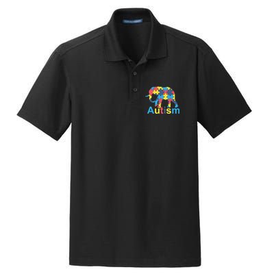 Autism Awareness Tees Elephant Puzzle Dry Zone Grid Polo