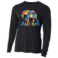 Autism Awareness Tees Elephant Puzzle Cooling Performance Long Sleeve Crew