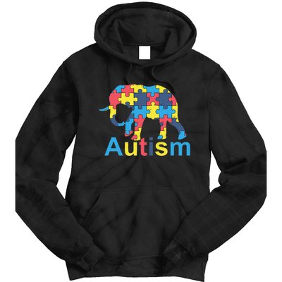 Autism Awareness Tees Elephant Puzzle Tie Dye Hoodie