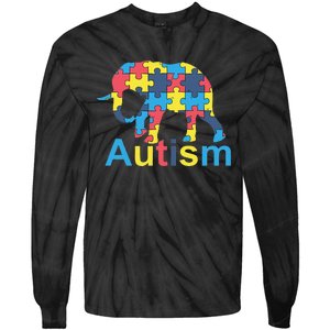 Autism Awareness Tees Elephant Puzzle Tie-Dye Long Sleeve Shirt