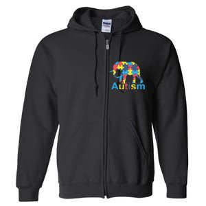 Autism Awareness Tees Elephant Puzzle Full Zip Hoodie