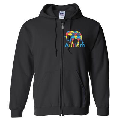 Autism Awareness Tees Elephant Puzzle Full Zip Hoodie