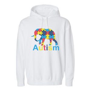 Autism Awareness Tees Elephant Puzzle Garment-Dyed Fleece Hoodie