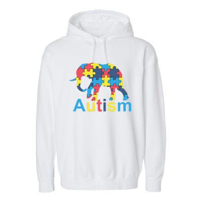 Autism Awareness Tees Elephant Puzzle Garment-Dyed Fleece Hoodie