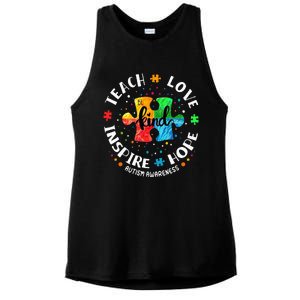 Autism Awareness Teacher Teach Hope Love Inspire Ladies PosiCharge Tri-Blend Wicking Tank