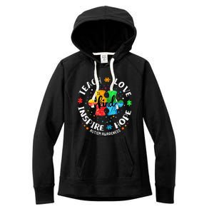 Autism Awareness Teacher Teach Hope Love Inspire Women's Fleece Hoodie